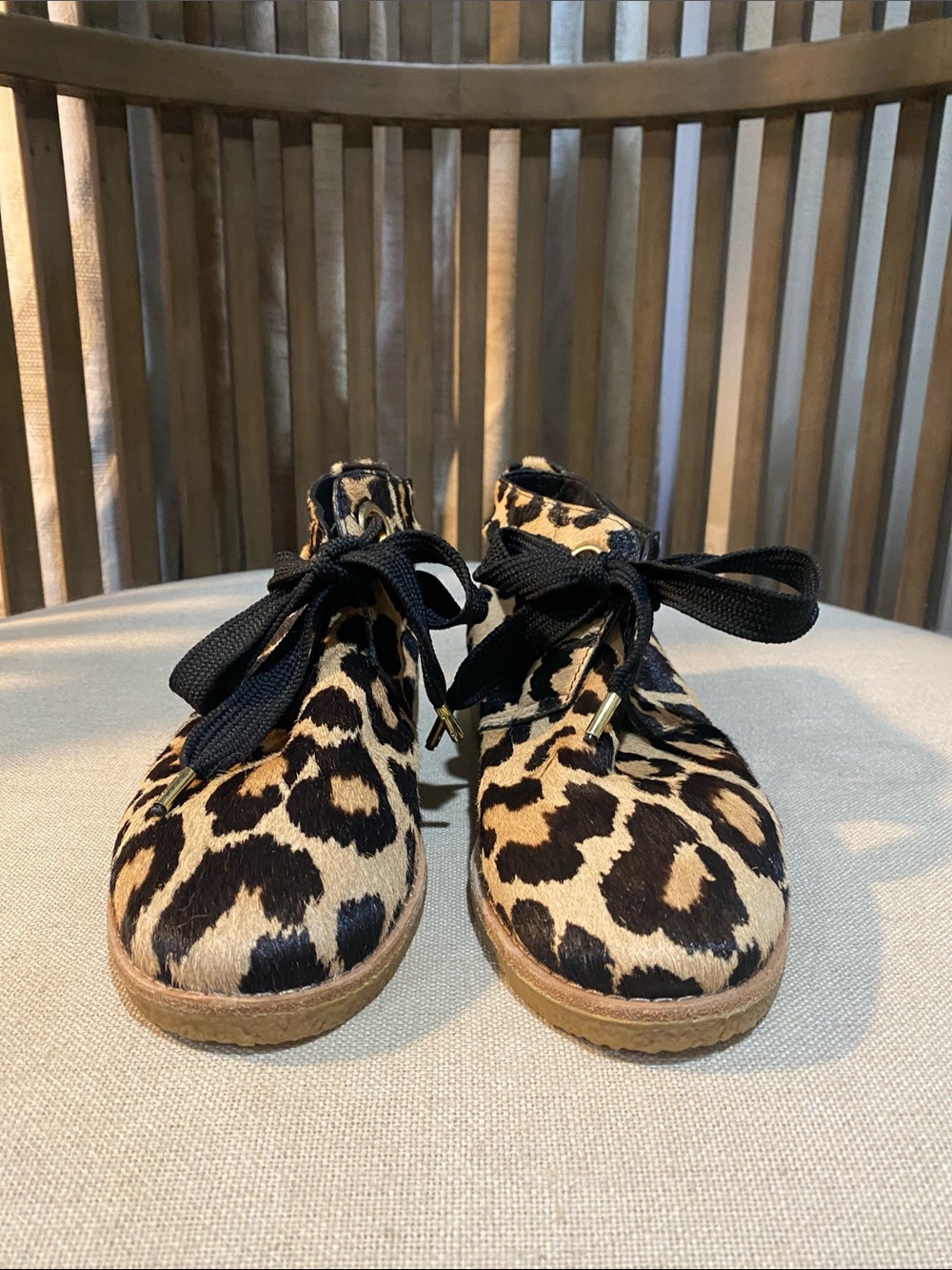 kate spade Leopard-Print Lace-Up Ankle Booties in Tan and Black